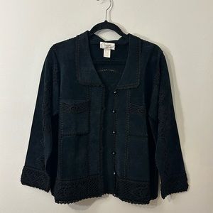 Kroshetta by Papillon Vintage Leather Black Jacket